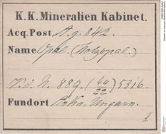 Etiketten zu Holzopal (NHMW-MIN-Ag842)